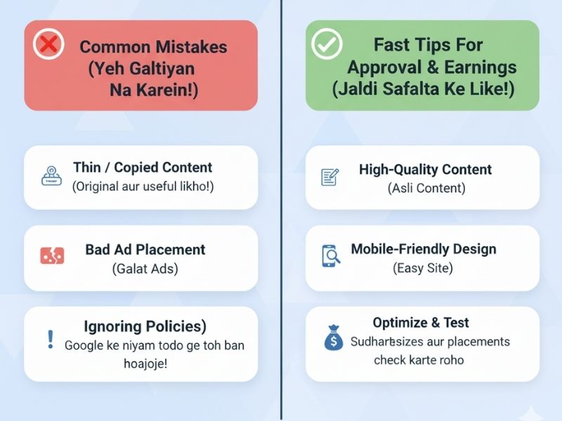 AdSense Approval Mistakes and Tips