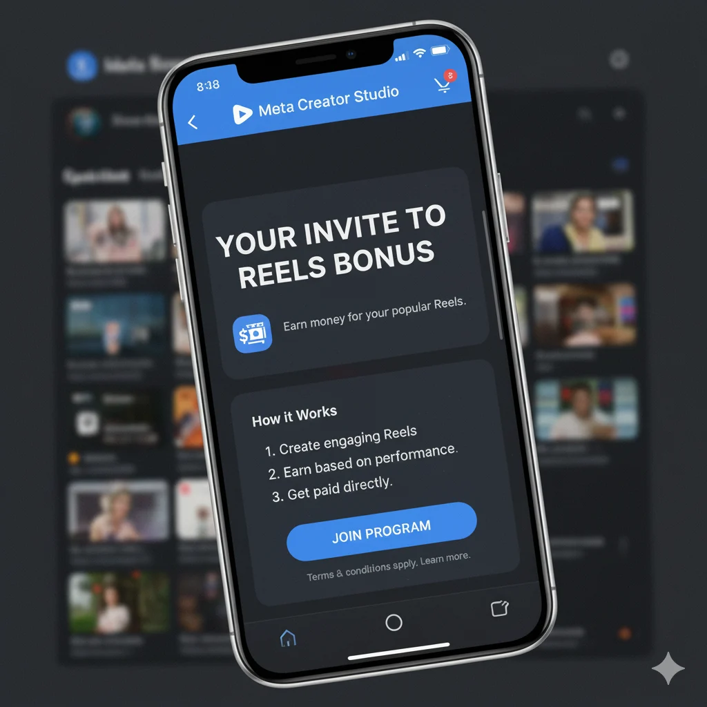 Indian creator Facebook Reels video shoot karte hue — smartphone, trending background, 2025 earning guide