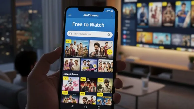 स्मार्टफोन पर JioCinema App का Free to Watch सेक्शन दिखाते हुए यूज़र इंटरफ़ेस