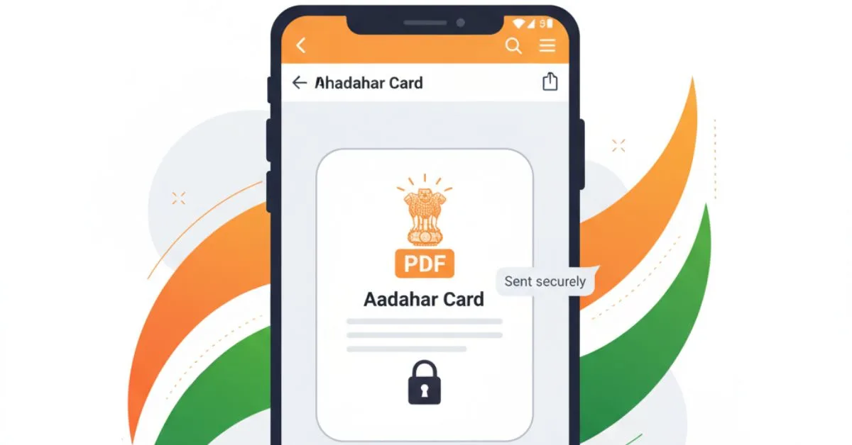WhatsApp पर Aadhaar Card डाउनलोड प्रक्रिया का 8K thumbnail illustration