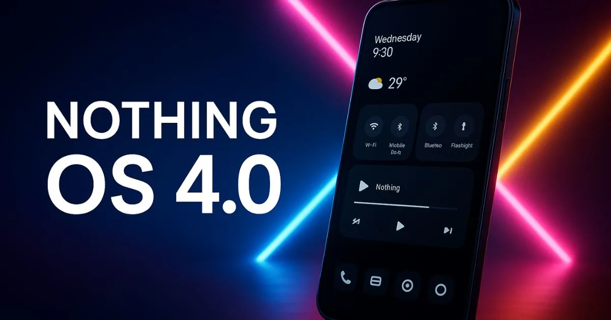 Nothing OS 4.0 futuristic UI glowing on smartphone