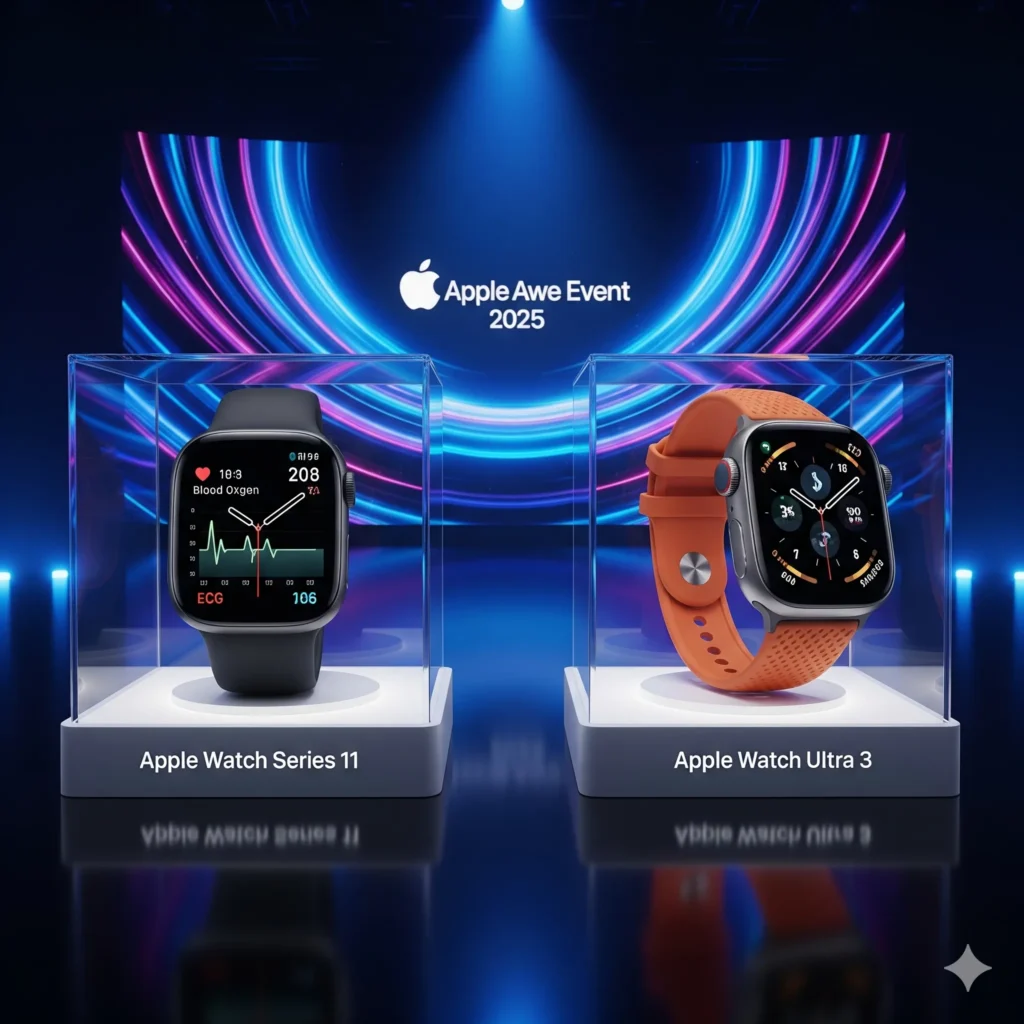 Apple Watch Series 11 and Watch Ultra 3 launched at Apple Awe Event 2025 showing health and rugged features