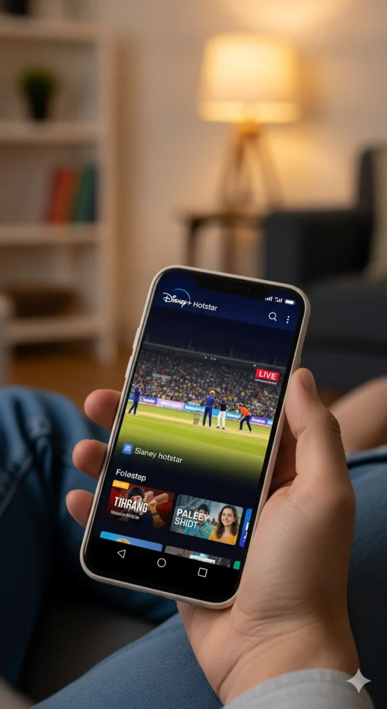 Watching Hotstar cricket match on Jio TV app