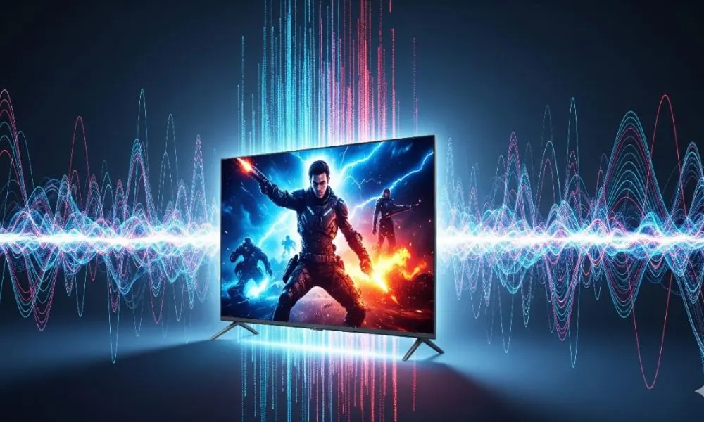 Lineup of KodakMatrix Smart TVs in 43, 50, 55 and 65 inch sizes with glowing screens