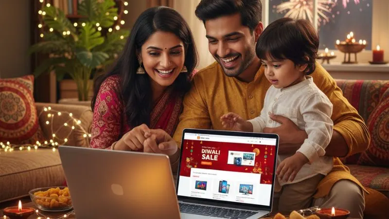 Xiaomi Diwali Sale 2025 – घर बैठे ऑनलाइन शॉपिंग करते हुए परिवार