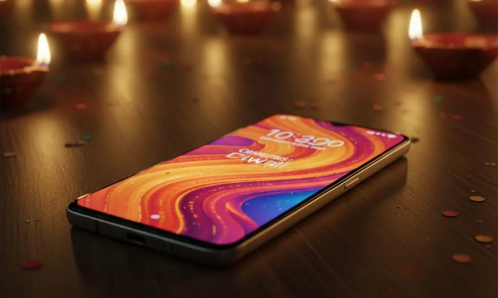 OnePlus 13 Pro on a festive table with Diwali lights, highlighting premium design and vibrant display.