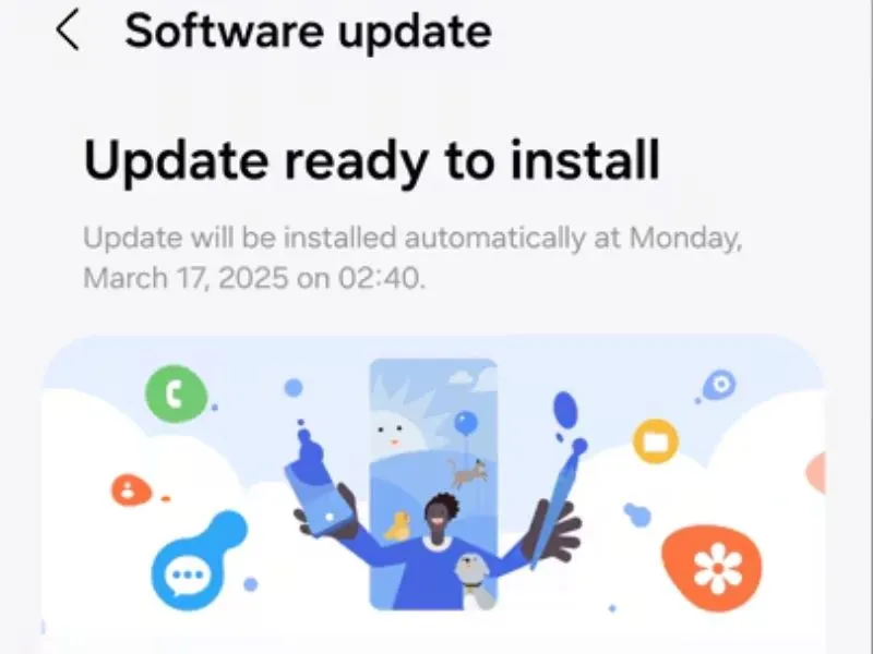 Samsung Galaxy One UI 8 Update install karte waqt ka mobile screen