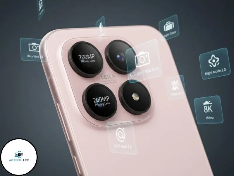 Xiaomi 17 smartphone camera module with 200MP primary, ultra-wide and telephoto lenses